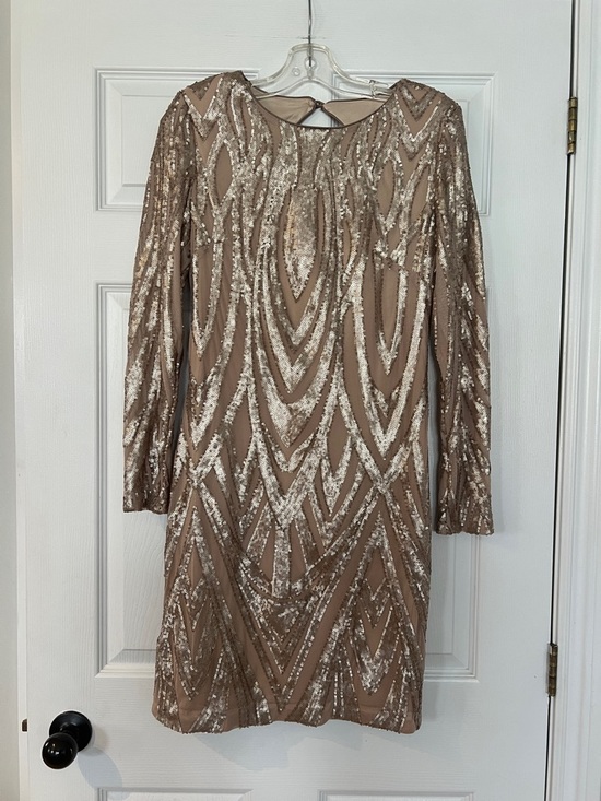 Joseph Ribkoff Dresses & Skirts - Joseph Ribkoff Taupe and Champagne Sequin Long-Sleeve Dress